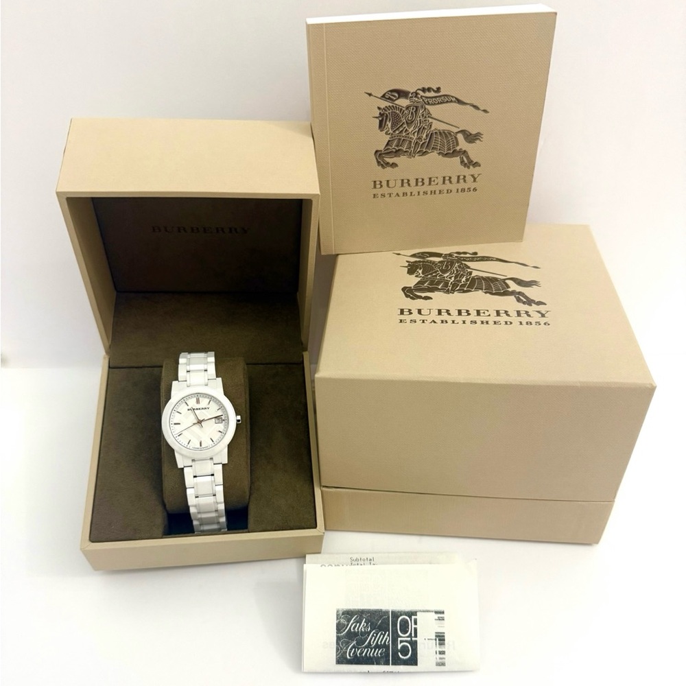 ✖️SOLD Burberry Watch NEW Swiss MSRP $1095 Women’s White Ceramic Box & Papers